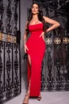 Dolley104-Strapless Slit Gown