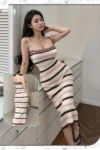Veloce125-Striped Bodycon Dress
