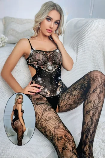 Vaqua81742-Sparkle Lace Bodysuit