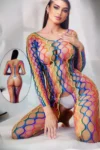 Vaqua 81509-Rainbow Fishnet Bodysuit