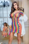 Vaqua 81668-Rainbow Mini Dress