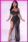 Juliet985-Crystal Slit Dress