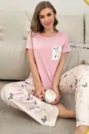 Noor4910-Pink Butterfly Pajama Set