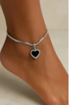 AB02-Black Heart Anklet