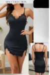 Arya 356-Black Satin Chemise