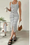 Black&White 7006-Striped Midi Dress