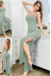 Dareen 5182-Mint Ribbed Slit