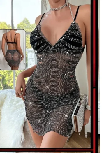HotTime 434-Rhinestone Mini Dress