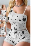 Daren 5273-Heart Print Pajama Set