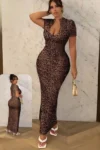 Jose 9022 - Classy Leopard Bodycon Midi Dress