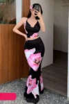Nourseen 578 -Elegant Floral Print Two-Piece Set