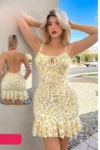 Nourseen 576-Floral Ruffle Mini Dress