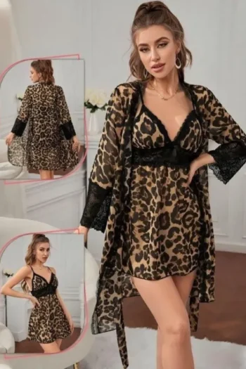Women Secret 0140 - Leopard Print Lingerie Set with Lace