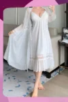 Corela 07117- White Lace Robe Set