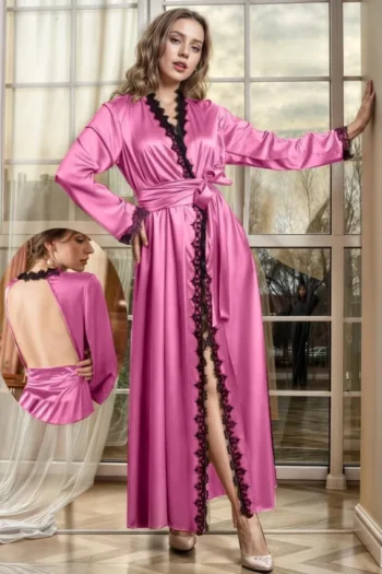 Lila  568 -  Satin Lace Robe