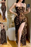 Dareen 5257 - Leopard Print Maxi Dress