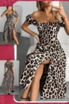 Riva 468 - Leopard Split Midi Dress