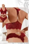 Rahma 1076 - Red Lace Lingerie Set