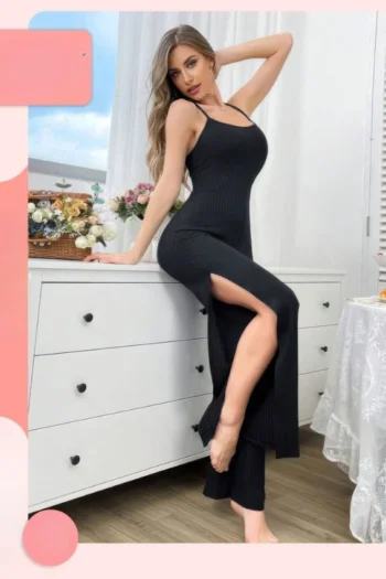 Mohra7091-Ribbed Maxi Dress