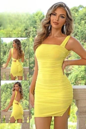 flower25 - Yellow Mini Dress