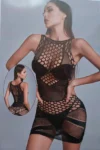 vaqua8975-Black Fishnet Mini Dress