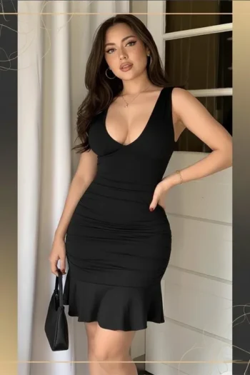 Dolley700-Bodycon Ruffle Mini Dress