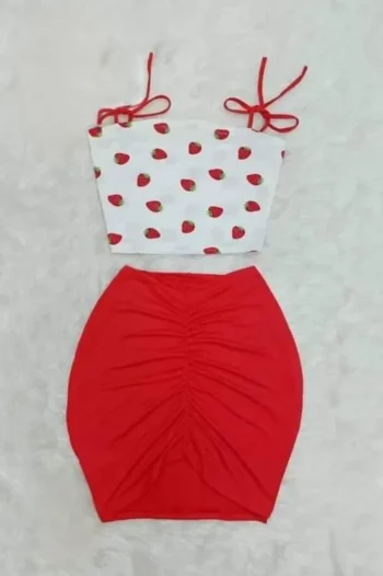 Cramela 0338 - Strawberry Co-ord Set