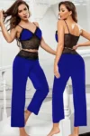 Dareen 5366 - Velvet and Lace Pajama Set