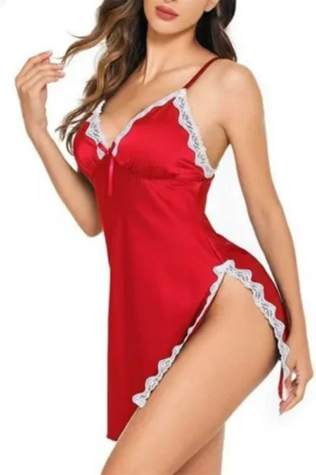 Cramela 712 - Lace Trim Satin Nightgown