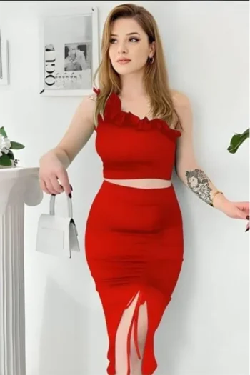 Cramela 8005 -Ruffle One Shoulder Set