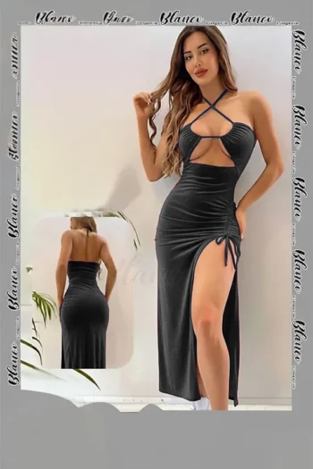 Hadelora 0410 - Ruched Halter Gown