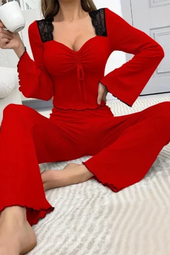 Dolley 1002 - Romantic Ruched Lace Lounge Set