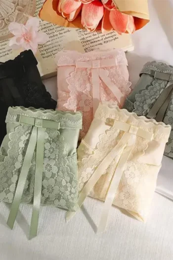 Soft 3728 - Vintage Lace Bow Satin Panties Set