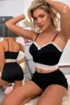 Carmela 5856 - Lace-Trim Cami & Shorts Pajama Set