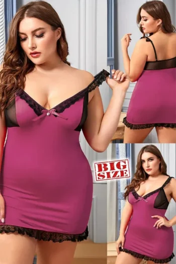 Carmela 2051 BG - Lace Trim Mesh Chemise Nightdress