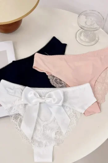 T3065 - Thong Panty Set Lace and Silk-Touch Finish