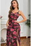 La Celia  1026 - Floral Print Sheer Mesh Maxi Dress