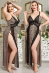 Dots 11032 - Leopard Lace-Trim Maxi Nightgown