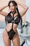 K 101 - Lace Cut-out Strappy Teddy Lingerie Set