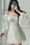 BM03 - Floral Lace Off-Shoulder Mini Dress