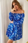 Noor 2188 - Floral Off-Shoulder Mini Dress