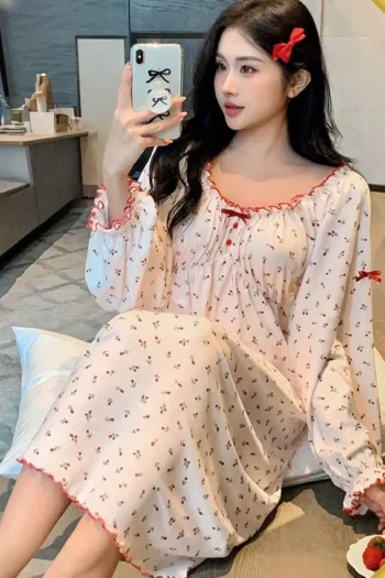 Noor 4949 - Vintage Floral Ruffle Nightgown