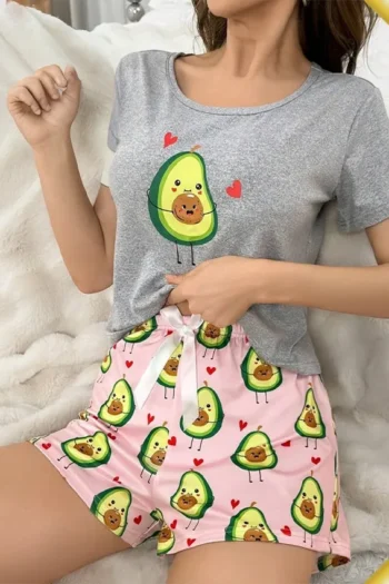Noor 4970 - Cute Avocado Print Pajama Set