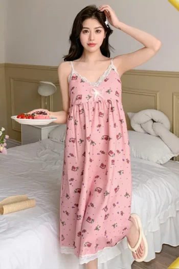 Noor 4983 - Lace Trim Cami Long Nightdress