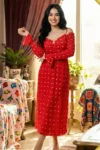 Noor 6069 - Heart Print Maxi Lounge Dress