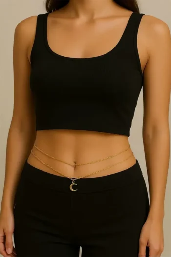 Rehana 042 - Crescent Moon Layered Waist Chain