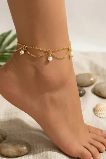 Rehana 046 - Layered Faux Pearl Anklet
