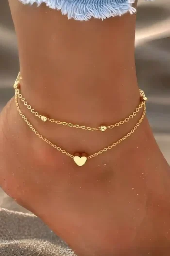 Rehana 051 - Double Layer Heart Charm Anklet