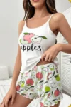 Noor 4631 - Apple Print Cami and Shorts Pajama Set
