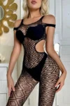 Vaqua 82722 - Cut-Out Geometric Pattern Bodystocking Lingerie